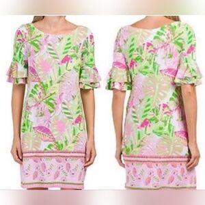 Pappagallo Pink and Green Tropical  Dress
